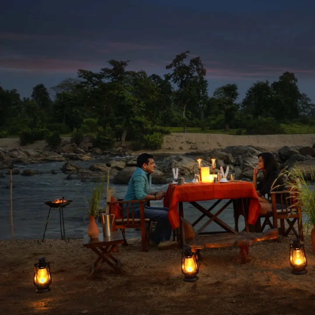 Riverside candlelit dining